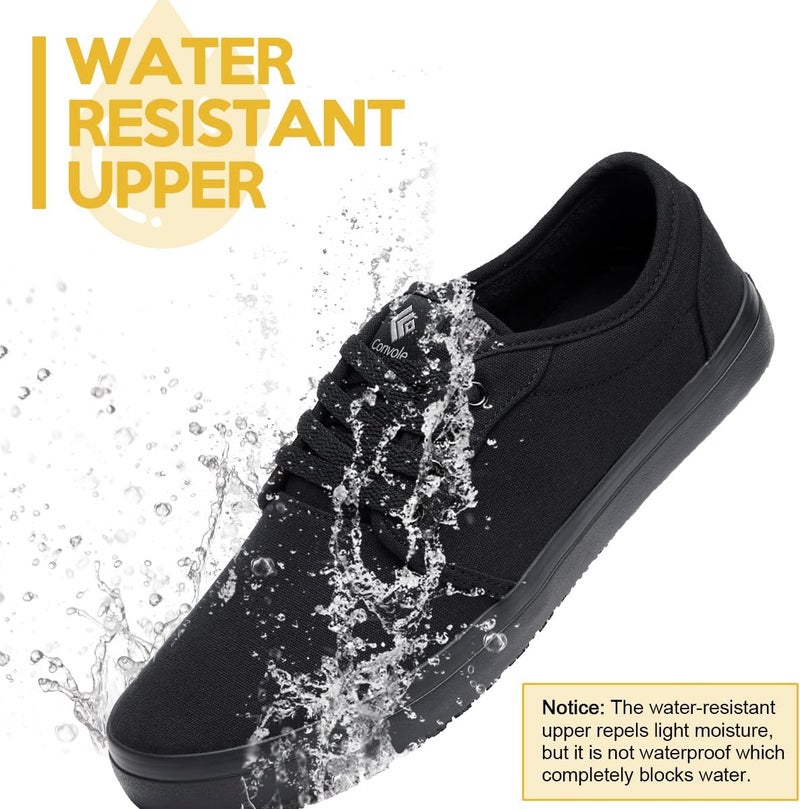 Convole Non-Slip Work Shoes, Unisex Water-Resistant Food Service Sneakers for Restaurant Server, Comfortable Black Casual Water & Oil Slip-Resistant Culinary Chef Kitchen Cook Shoes for Men & Women - Image 3